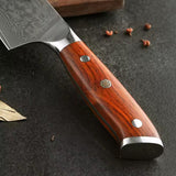 B13R 15pcs Knife Set, 67 Layers Damascus steel Having Nature Rosewood with Triple Rivets