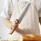 B37S 8.5 Inch Bread Knife, 3 Layers Composite Steel Having Pakka Wood Handle