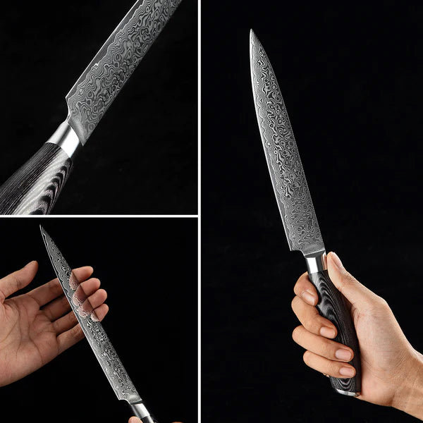 B20 8 Inch Carving Knife, 67 Layers Damascus Steel Having Pakka Wood Handle