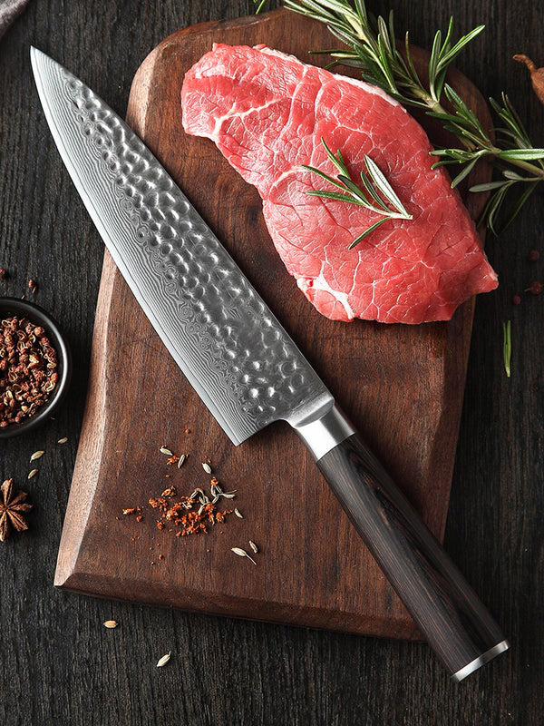 B1H 8 inch chef knife having 67 Layers Damascus steel and pakka wood Handle for Slicing, Dicing and Mincing fruits and Vegetables