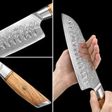 B37S 7 Inch Santoku Knife, 3 Layers Composite Steel Having Pakka Wood Handle