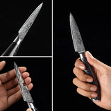 B20 5pcs Damascus Knife Set, 1 Pc 8 ″ Chef Knife, 1 Pc 5 ″ Utility Knife, 1 Pc 7 ″ Santoku Knife, 1 Pc 8 ″ Carving Knife, 1 Pc 3.5 ″ Paring Knife Having Pakka Wood Handle