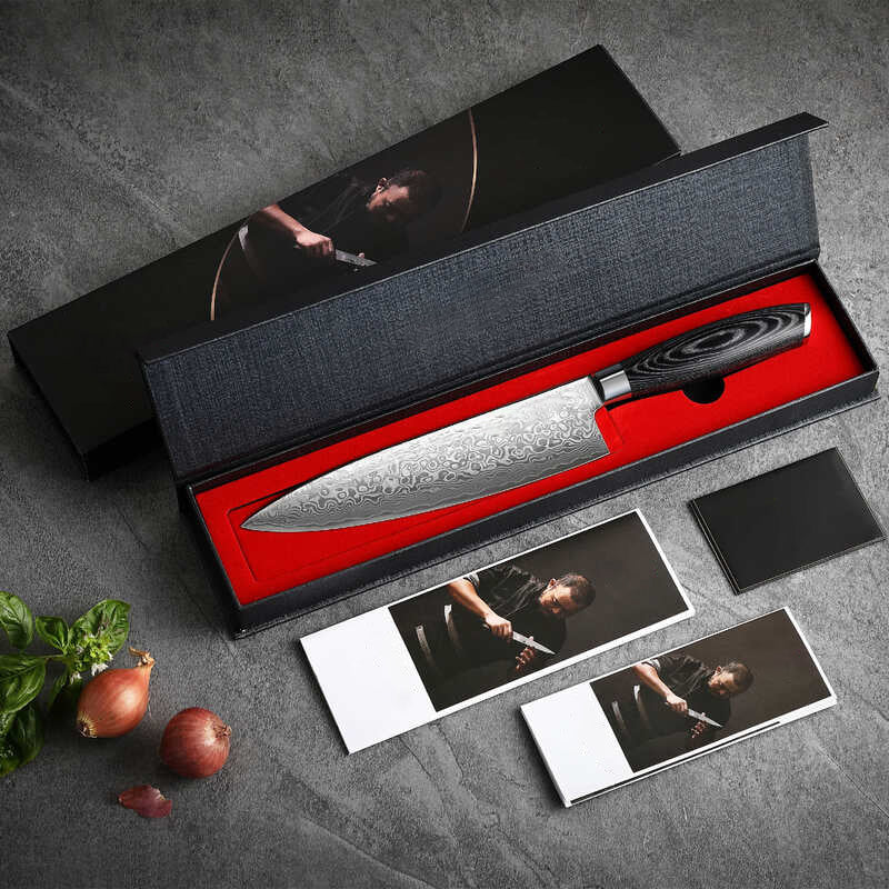 B20 8inch Chef Knife, 67 Layers Damascus Steel Having Pakka Wood Handle