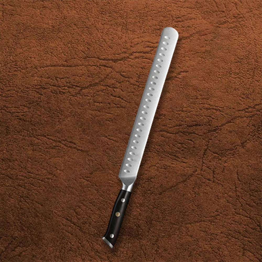 B13S 12 Inch Granton Carving Knife, German 1.4116 Steel, Having Nature Ebony Wood Handle