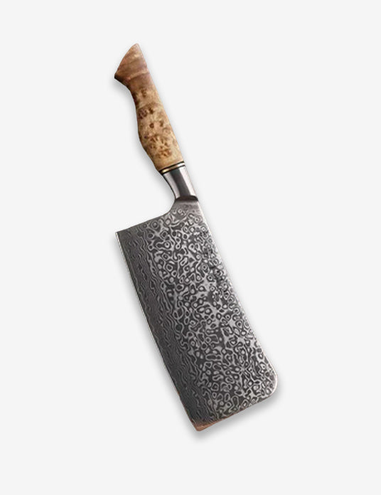 B30 7 Inch Cleaver Knife, 67 Layers Damascus Steel Having Figured Sycamore Wood Handle