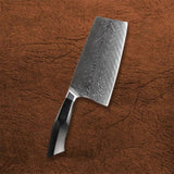 B32 7 Inch Cleaver Knife, 67 Layers Damascus Steel Having Black G10 Handle