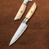 B37S 3.5 Inch Paring Knife, 3 Layers Composite Steel Having Pakka Wood Handle
