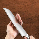 B46D 8 Inch Bread Knife, 110 Layers Damascus Steel Having North America Desert Ironwood