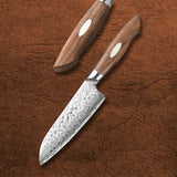 B46W 5.5 Inch Santoku Knife, 67 Layers AUS 10 Damascus Steel Having Walnut Wood Handle
