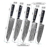 DMS-304 Set of 5 Damascus Chef Knives Having VG10-Honey Comb Handle