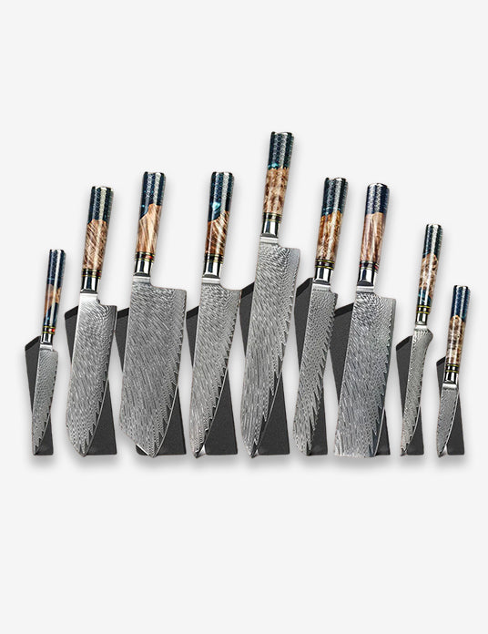 DMS-334 9 Pcs Damascus Steel Kitchen Knife Set