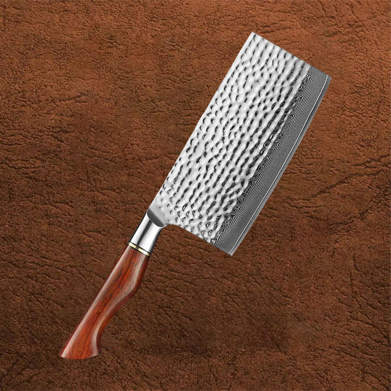 B30R 7 Inch Chopping Knife, 67 Layers Damascus Steel Having Nature Rosewood Handle