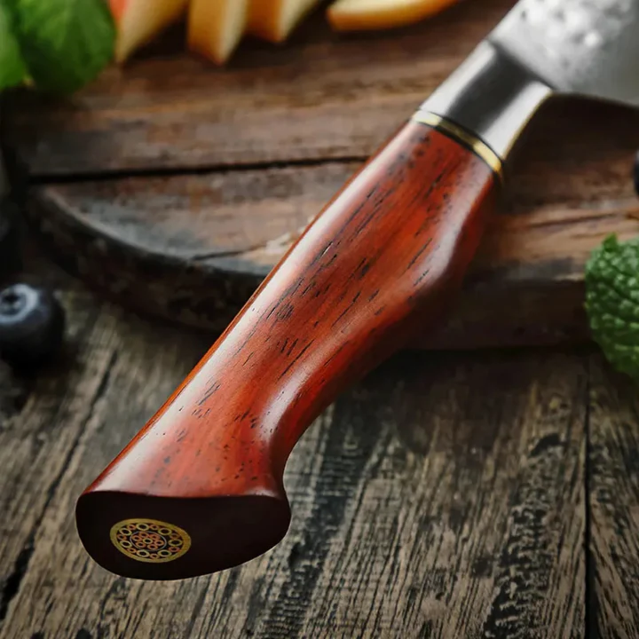 B30R 5 Inch Utility Knife, 73 Layers Damascus Steel With Powder Steel Having Nature Rosewood Handle