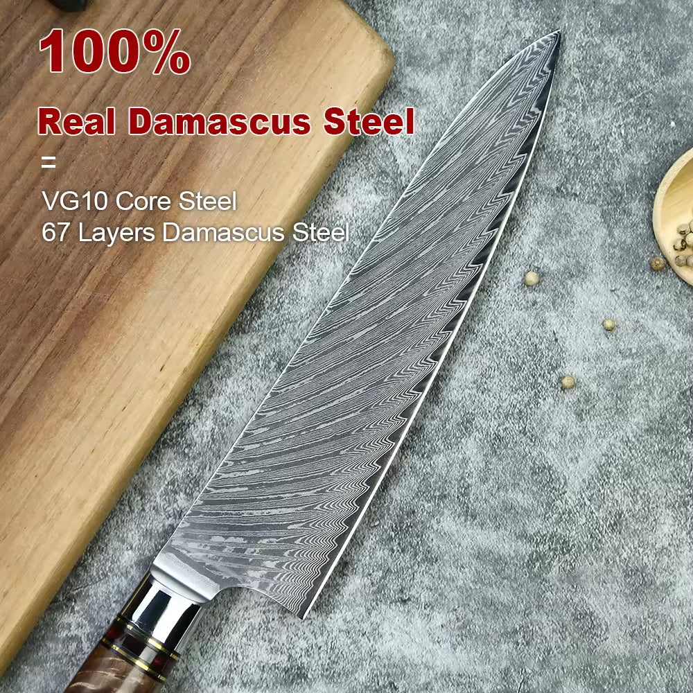 DMS-334 9 Pcs Damascus Steel Kitchen Knife Set