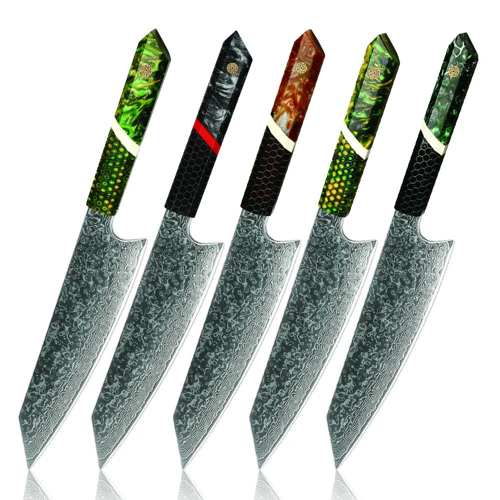 DMS-432A 8 Inch Damascus Chef Knife Having VG10 Blade and Resin Handle
