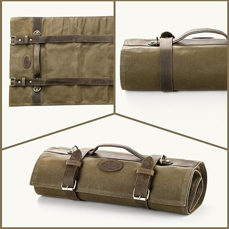 Green Chef Bag Having Thicked Canvas And Full Grain Leather