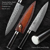 B1Z 9.5 inch 67 Layers Damascus Steel Chef Knife having Nature ebony Wood