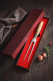 B30 6 Inch Carving Fork, 430 stainless steel Having Figured Sycamore Wood Handle
