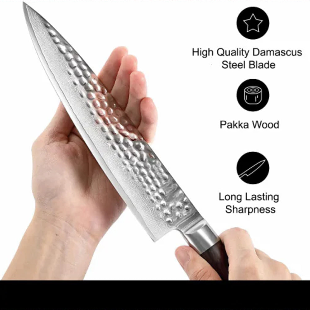 B1Z 5 inch Steak Knife 67 Layers Damascus steel with nature ebony wood Handle Used for Cutting Cooked Steak Dishes and Even Chicken