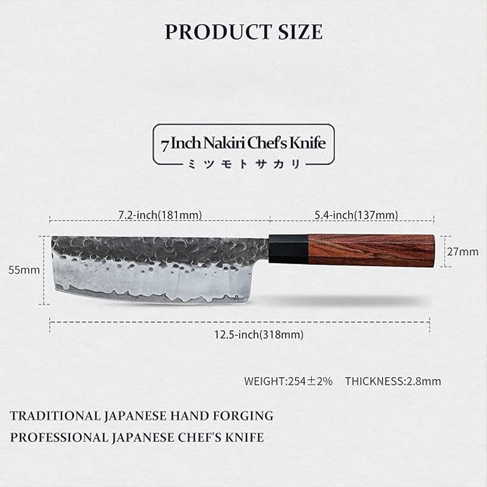 Prime Series 7 Inch Damascus Steel Nakiri Knife With Red Wood