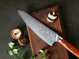 B13R 8 inch Chef Knife, 67 layers Damascus steel Having Nature Rosewood with Triple Rivets Handle