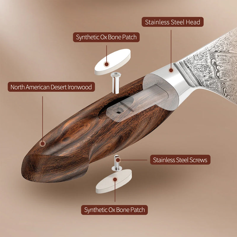 B46W 5 Inch Steak Knife, 67 Layers AUS 10 Damascus Steel Having Walnut Wood Handle