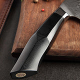 Bold Zenith 8 Inch Damascus Steel Bunka Knife With Black Handle