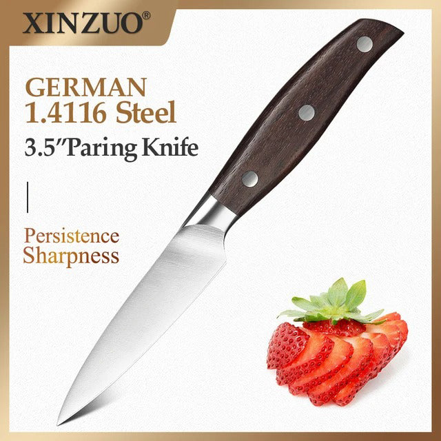 Bias Cut Series 5pc German Steel Knife Set Having Red Sandalwood Handle