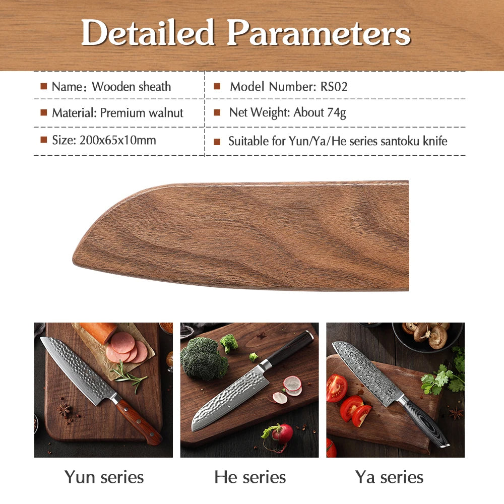 RS01 Santoku Knife Wooden Sheath (B5/B13/B27/B30/B32/B35/B37/B38/B46) Walnut Wood