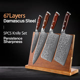 Bravo Series 4pcs Damascus Steel Knife Set With Desert Iron Wood