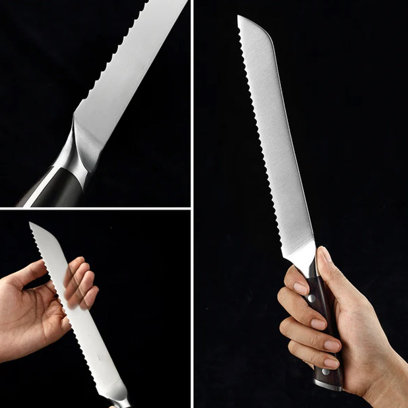 B13S 9 Inch Bread Knife, German 1.4116 Steel, Having Nature Ebony Wood Handle