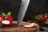 Bold Zenith Series 2Pcs Damascus Steel Chef and Utility Knife With Black Handle