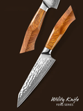 SRS13 5 Inch Utility Knife, Original Japan 49 Layers SRS13 Damascus Steel Having North America Desert Ironwood Handle