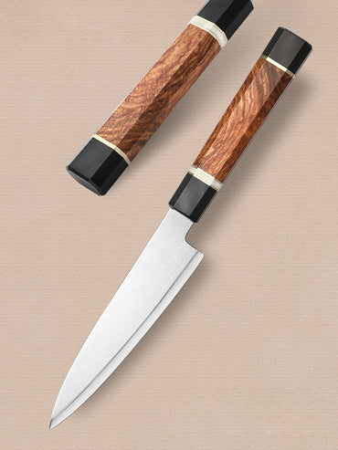 5 Inch Utility Knife, ZDP189 Having Black G10+White Ox Bone +Padauk Burl Wood Handle