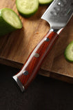B13R 5 inch Santoku Knife, 67 Layers Damascus Steel Having Nature Rosewood with Triple Rivets Handle