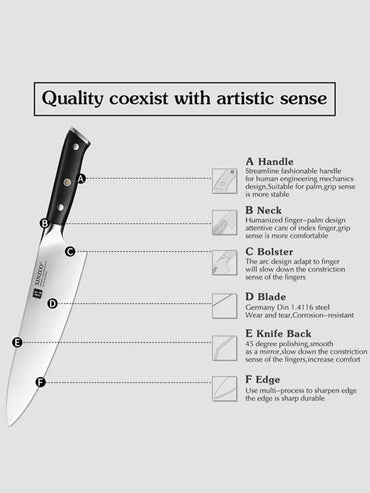 B13S 3pcs Knife Set, German 1.4116 Steel, Having Nature Ebony Wood Handle