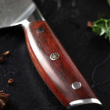B27 7 Inch Santoku Knife, 67 Layers Damascus Steel Having Nature Rosewood with Triple Rivets Handle