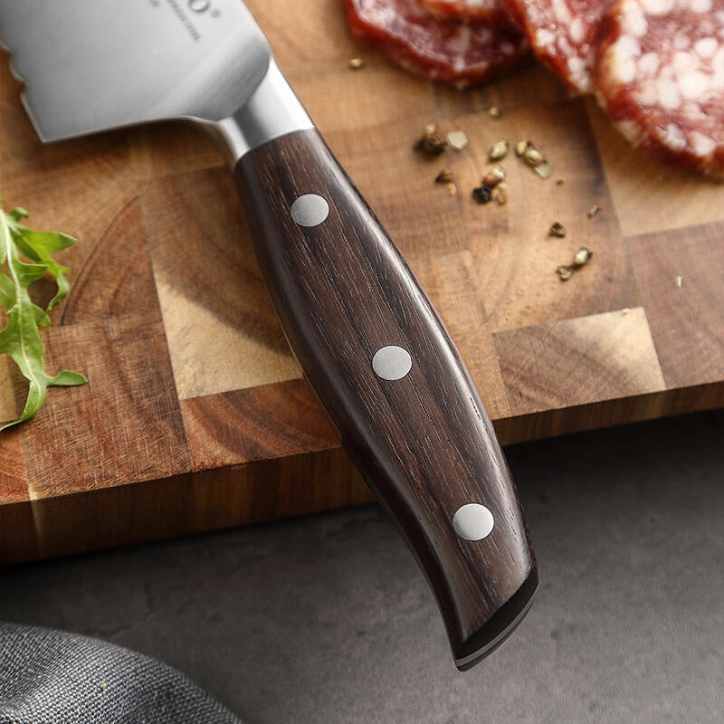 Bias Cut Series 7.9 Inch Frozen Food German Knife Having Red Sandalwood Handle