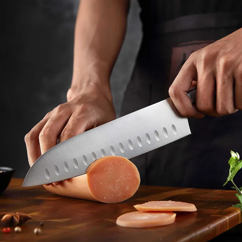 Bias Cut Series 7 Inch German Steel Santoku Knife