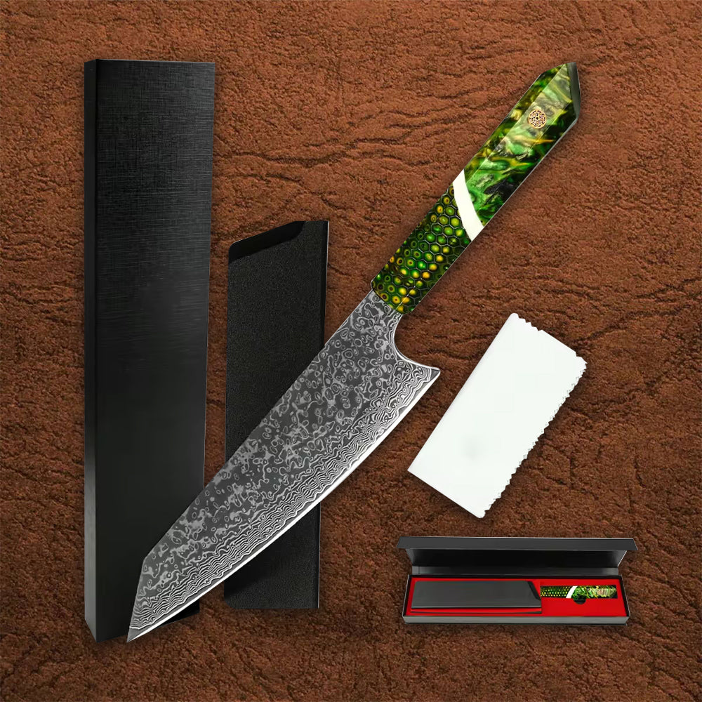 DMS-432A 8 Inch Damascus Chef Knife Having VG10 Blade and Resin Handle